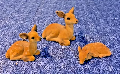 Vintage Deer Figurines Flocked Doe And Two Fawns • $15