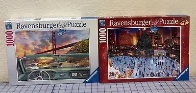 2 Ravensburger Jigsaw Puzzles 1000 Pieces Golden Gate & Rockefeller Center Joy • $10