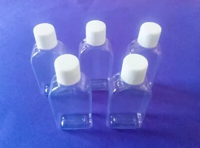 5 X Empty 50ml Plastic Pet Bottles Screw Caps Alcohol Travel Bottles Hand Gel UK • £3.99