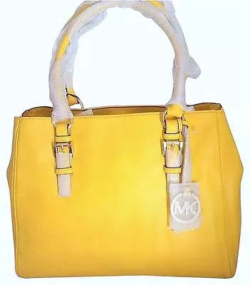 Nwt Michael Kors Jet Set Work Citrus Yellow Tote Leather Shoulder Handbag Purse • $218.11