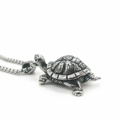 $9.99 • Buy MOYON Stainless Steel Mens Turtle Tortoise Pendant Necklace Jewelry Men Silver
