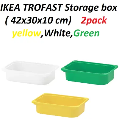 2x Ikea TROFAST Storage Stackable Box Unit Strong Plastic Tray Kids 42x30x10 Cm • £11.12