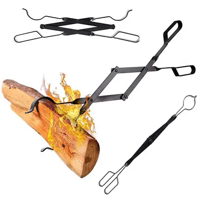 26 Inch Campfire Tongs Fireplace Log Grabber Fire Pit Barbecue Tool Grill Picnic • $19.94