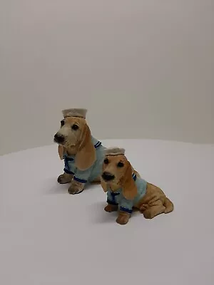 Vintage Basset Hound Sailor Figurines Adult & Puppy Dog Set Of 2 Great Condition • $19