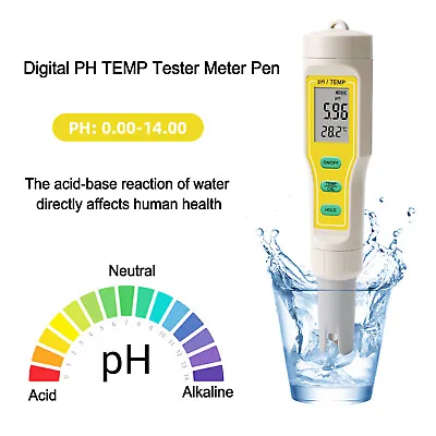 £20.38 • Buy Digital PH TEMP Tester Meter Pen For Aquarium Pool Wine Water Laboratory Food UK