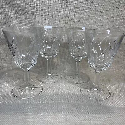 Vintage Tulip Design Crystal Stemware Goblet Wine Low Sherbet 6 1/8  Set Of 4 • $19.99