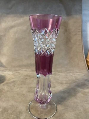 $21 • Buy Val St. Lambert Red Cut To Clear Cut Glass Vase