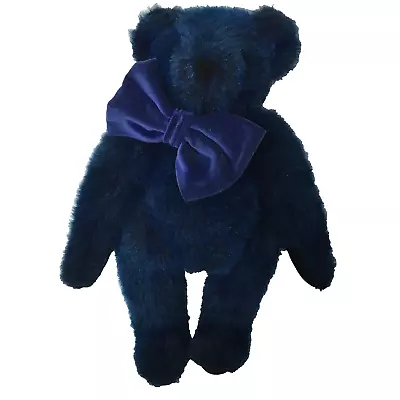 Vermont Teddy Bear Blue Without You Plush Jointed 16  Bow Clean Stuffed Animal • $19.95