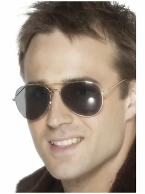 Silver Aviator Specs Pilot Top Gun Fighter Fancy Dress Costume Accessory • $7.95