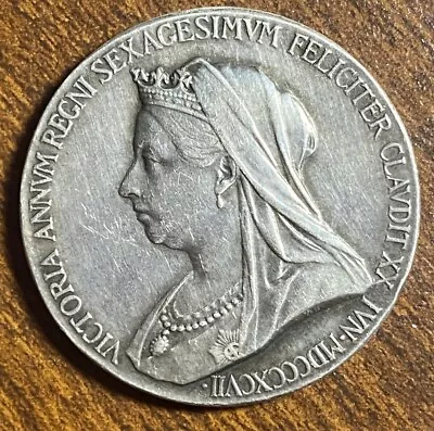 1897 UK Britain Queen Victoria Diamond Jubilee Silver Medal K7649 • $99.99