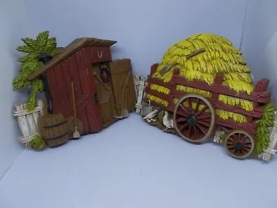 Burwood Products Co 1977 Decorative 3D Wall Decor Hay Wagon & Shed • $14.95