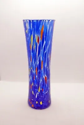 New Murano Millefiori Multi-color Blue Vase Italian Art Glass Casanova • $79.99