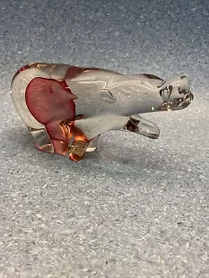 Hippo Murano Sommerso Glass Sculpture Figurine Paperweight Hippopotamus 50s Vtg • $79.99