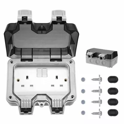 £11.59 • Buy Waterproof Outdoor 13A 2Gang Storm Switched Socket Double IP66 Outside Use UK