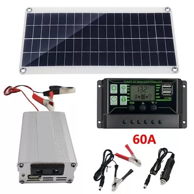 20Watt Solar Panel Kit With 60A Solar Controller +Power Invertor Caravan Camping • £32.99