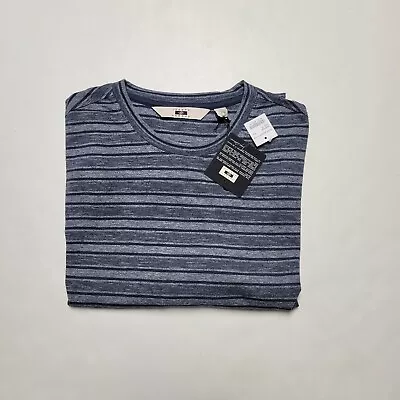 $36 • Buy JOSEPH ABBOUD SZ XL Blue Gray Striped Cotton & Modal Crew Neck Men's Sweater NWT