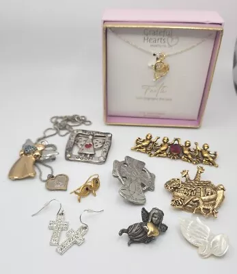 Vintage To Now Religious Theme Costume Jewelry Lot Wearable Resell Mixed  • $30