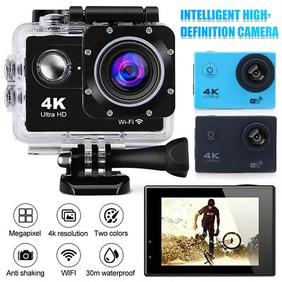 Action Camera 4K 2'' Ultra HD 1080P Sports WiFi 16MP Cam DV Video Recorder UK • £16.49