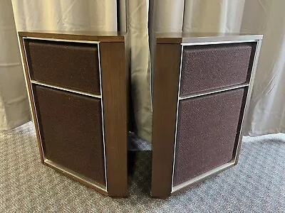 Vintage Speaker Pair Mid Century Modern Wood Cabinet Case Floor 60s Ge Stereo • $199.99