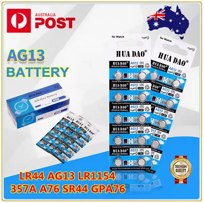 10x 1.5V AG13 Button Batteries Cell Coin LR44 357A A76 SR44 Alkaline Battery AU • $3.80