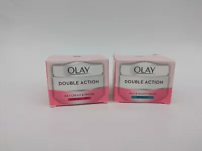 Set Of OLAY Double Action Day Cream /Primer 50ml & Day And Night Cream 50ml • £12.99