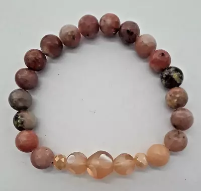 New Champagne Glass & Pink Lepidolite Beaded Bracelet  Buy Any 2 Get 3rd Free • $5.39