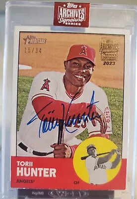 2023 Topps Heritage Certified Autograph TORII HUNTER ANGELS Card #/34 Auto SP • $100