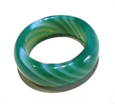 Rare Pattern Green Jade Band Ring For Both Men & Women Size 11 • £67.55