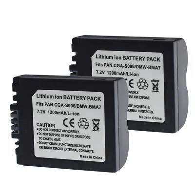 2 Battery CGA-S006 DMW-BMA7 For Panasonic Lumix DMC-FZ7 DMCFZ8 DMC-FZ18 DMC-FZ28 • $21.47