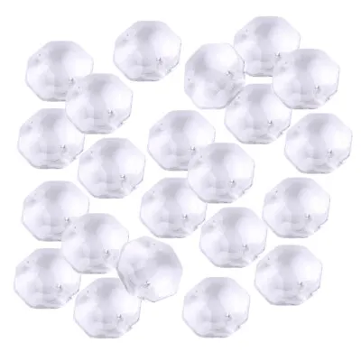 50x 14mm Clear Glass Prism Octagon Beads For Wedding Decoration Chandelier & • £6.02