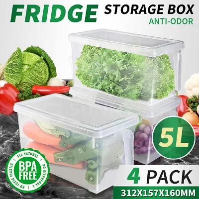 $20.99 • Buy 4pcs Refrigerator Storage Box Food Container Kitchen Fridge Organiser Freezer