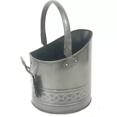 Coal Hod Scuttle Fireplace Pewter Bucket Fireside Log Wood Ash • £19.99