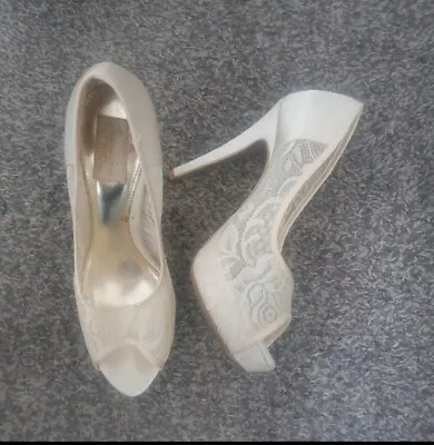 Next Ivory Lace Bridal High Heel Shoes Size 4 • £0.99