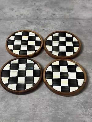 Set Of 4 Mackenzie-childs Round Courtley Check Coasters • $44.99