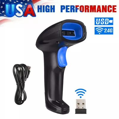 Handheld 2.4G Wireless & USB Wired 1D Bar Code Barcode Scanner For Shop POS W8A4 • $22.69