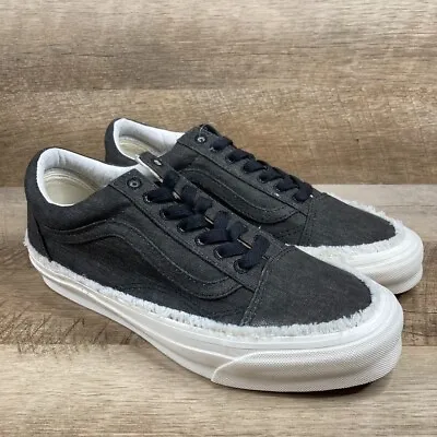 VANS Vault OG Old Skool LX Raw Edge Black Denim Canvas Womens 9.5 Mens 8 NEW • $50.11