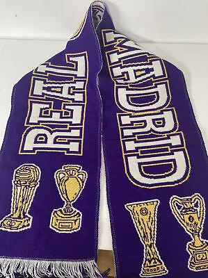 Real Madrid Futbol Club Reversible Fan Scarf Purple Gold • $14