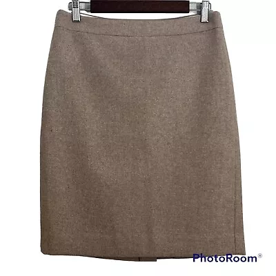 J. Crew Factory Pencil Skirt Beige Wool Blend Length Lined Slit Womens Size 6 • $22.97