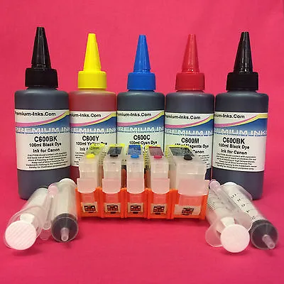5 Refilable Reusable Cartridges 500ml INK For Canon Pixma IP4200 IP4300 IP4500  • £24.99