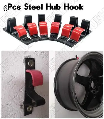 6PCS Wheel Rim Display Hook Slat Metal Clip 13-22  Rim Wall Hanger Auto Garage • $45.77