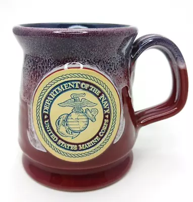 Deneen Pottery Department Of The Navy US Marine Corps Burgundy Coffee Mug Cup • $29.99