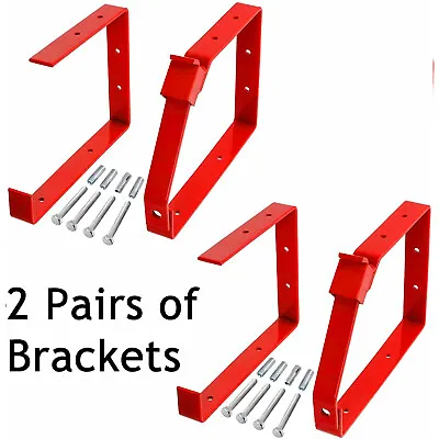 £22.77 • Buy Ladder Brackets Locking UNIVERSAL Lockable Wall Rack Ladders Storage 2 Pairs Set