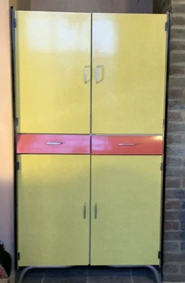 Vintage French Kitchen Cupboard Cabinet Dresser Formica 1950s 1960s MCM • £150