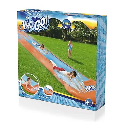 16ft BESTWAY INFLATABLE KIDS SLIP AND SLIDE WATER FUN DOUBLE • $30.68