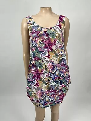 Vintage 80's 90's La Belle Women's Dress Mini Rayon Star POCKETS Sleeveless H15 • $15.99