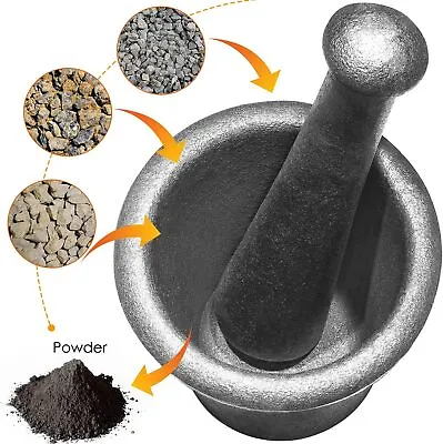 Cast Iron Mortar Pestle Rock Ore Crusher Large Size Pulverizer Assay Gold Mining • $89.90