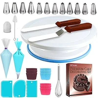  100 Pcs Cake Decorating Supplies Kit With Non-Slip Turntable -12 Numbered  • £27.03