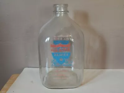 Vintage ALL STAR DAIRIES One Gallon Glass Milk Bottle/Jug~Cow & Boy Graphics • $15