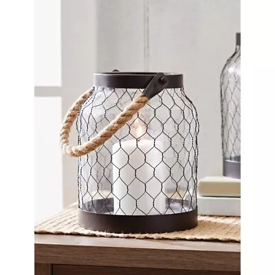 Metal Candle Holder Lantern With Rope For Wedding Party Christmas Bronze • $21.60