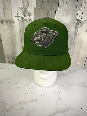 Minnesota Wild Hat Cap Snap Back Mens Green Raised Logo NHL Mitchell And Ness • $20.99